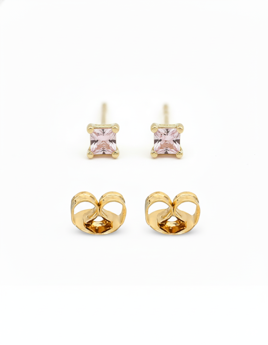 Omerta Lane – Royal Square Studs (Micro Rose)