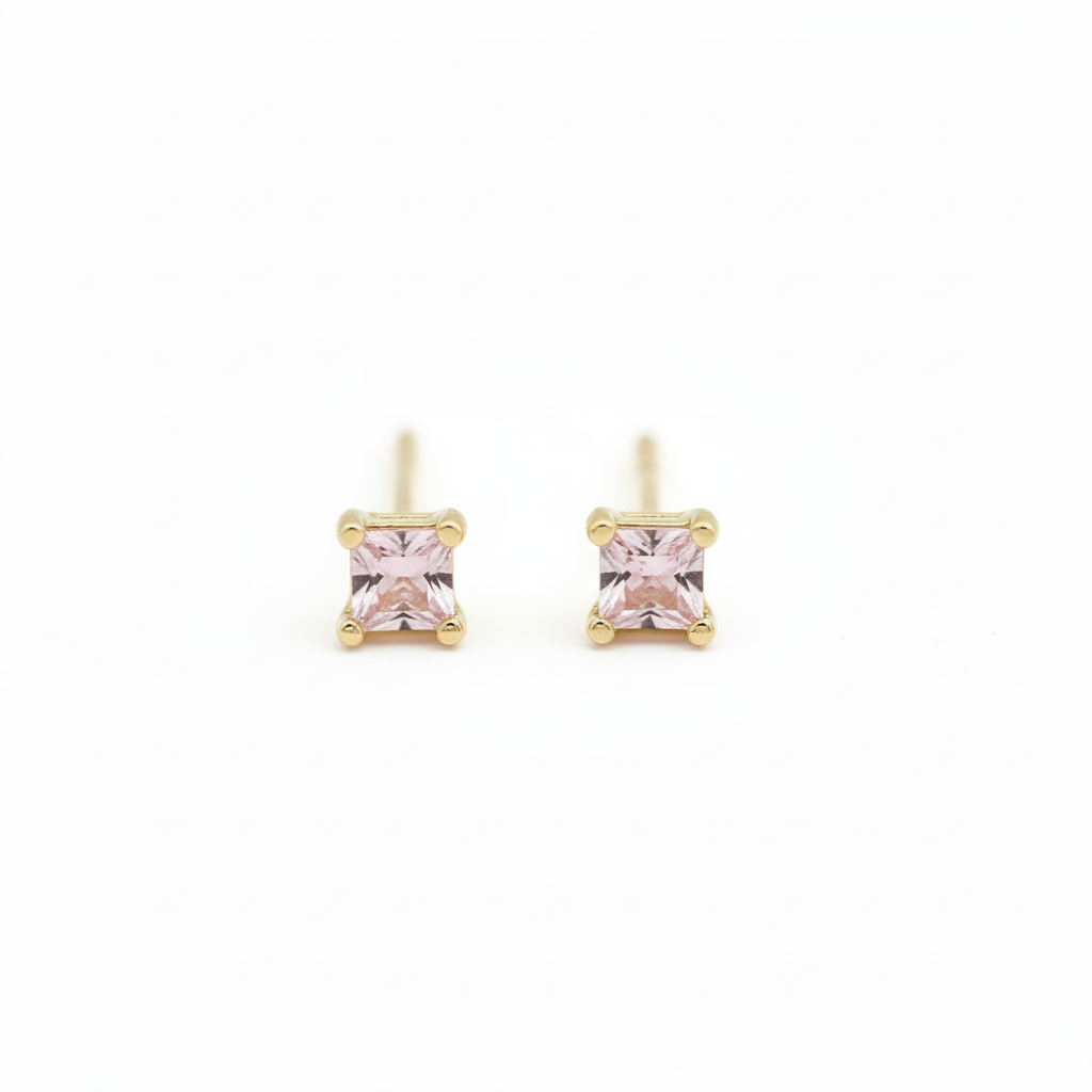 Omerta Lane – Royal Square Studs (Micro Rose)