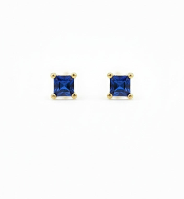 Omerta Lane Royal Square Studs (Sapphire-blue)