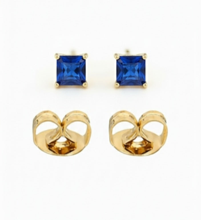 Omerta Lane Royal Square Studs (Sapphire-blue)